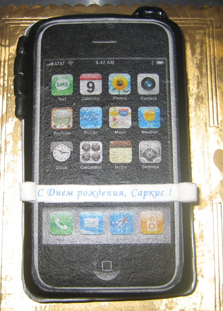 Торт iPhone, торт в виде мобильного телефона, торт в виде смартфона